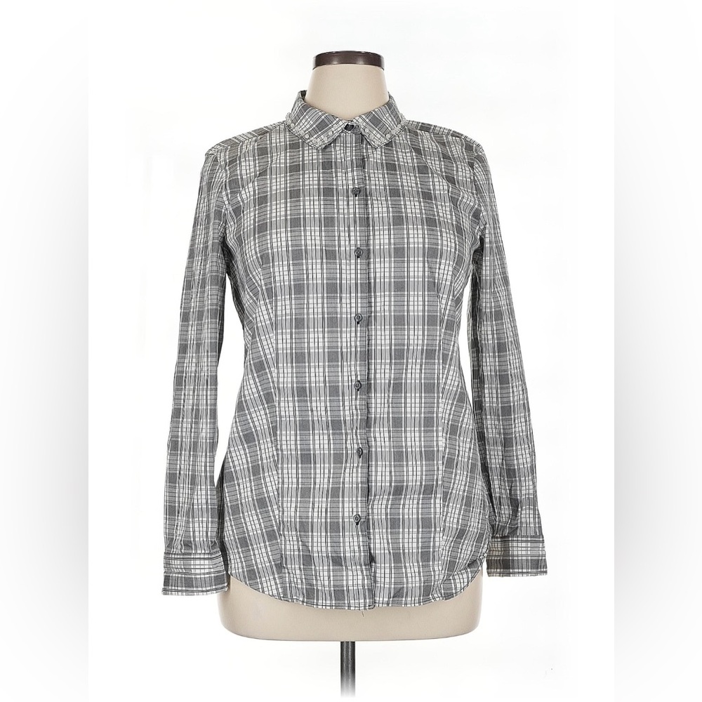 🔜 
 Charter Club Gray and White Plaid Shirt